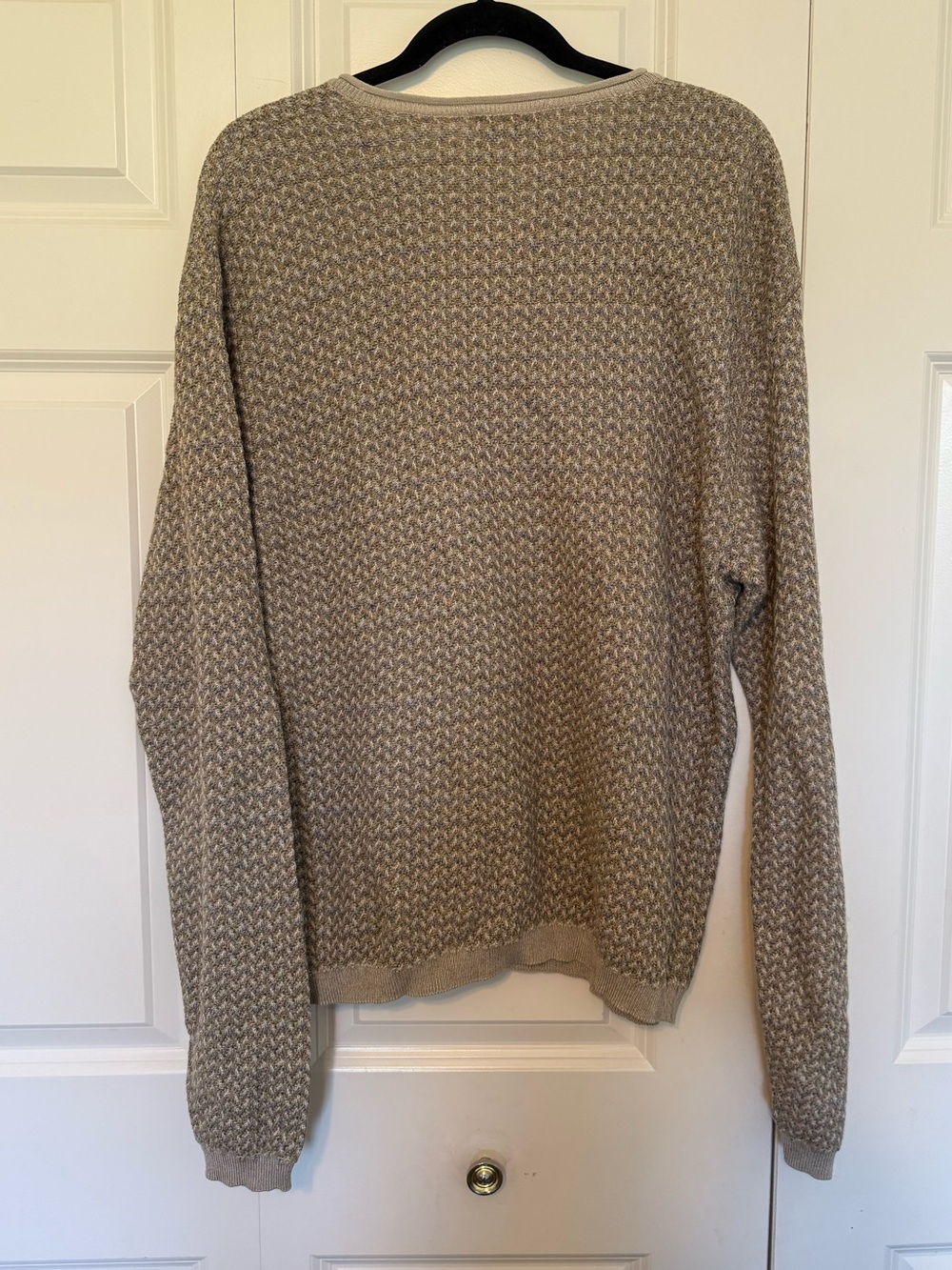 Vintage Tricots St. Raphael Textured Khaki V-Neck XL USA Grandpa Sweater Knit - Picture 3 of 5